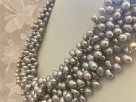 Stunning Freshwater Pearl and Silver Five Strand … - image 3