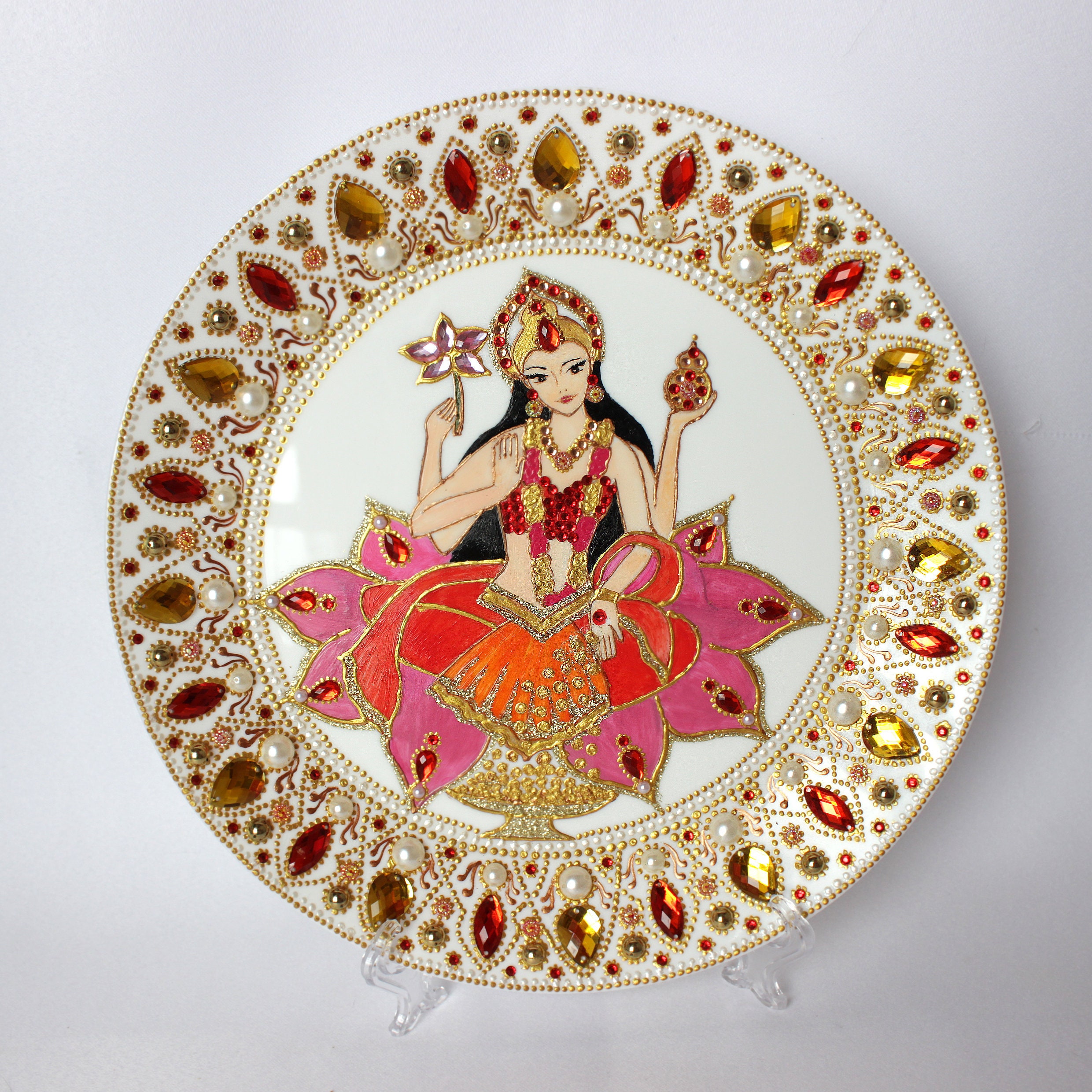 Goddess Lakshmi Art Spiritual Wall Decor Ceramic wall plate Etsy