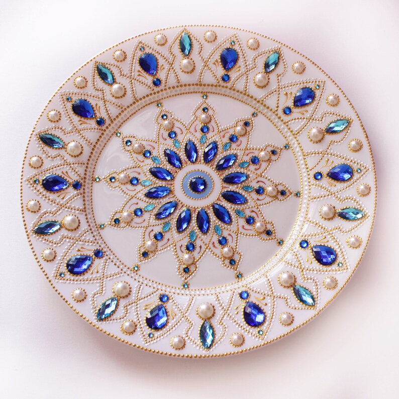 Ceramic wall plate blue Wall decor Mandala decorative plate | Etsy