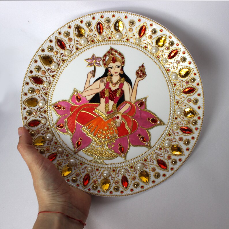 Goddess Lakshmi Art Spiritual Wall Decor Ceramic wall plate Etsy