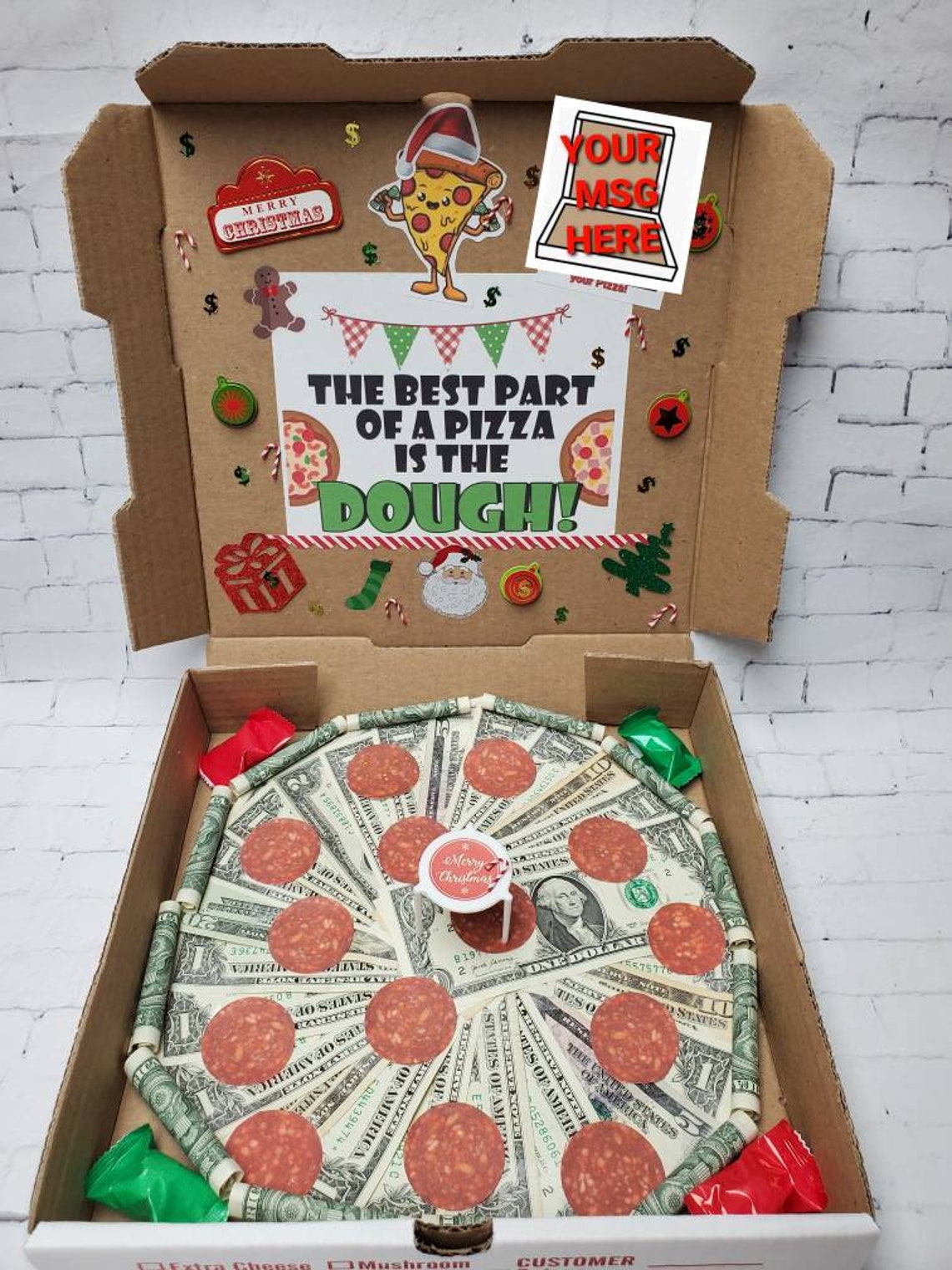 Pizza Gift box made with REAL MONEY Great Birthday and Etsy