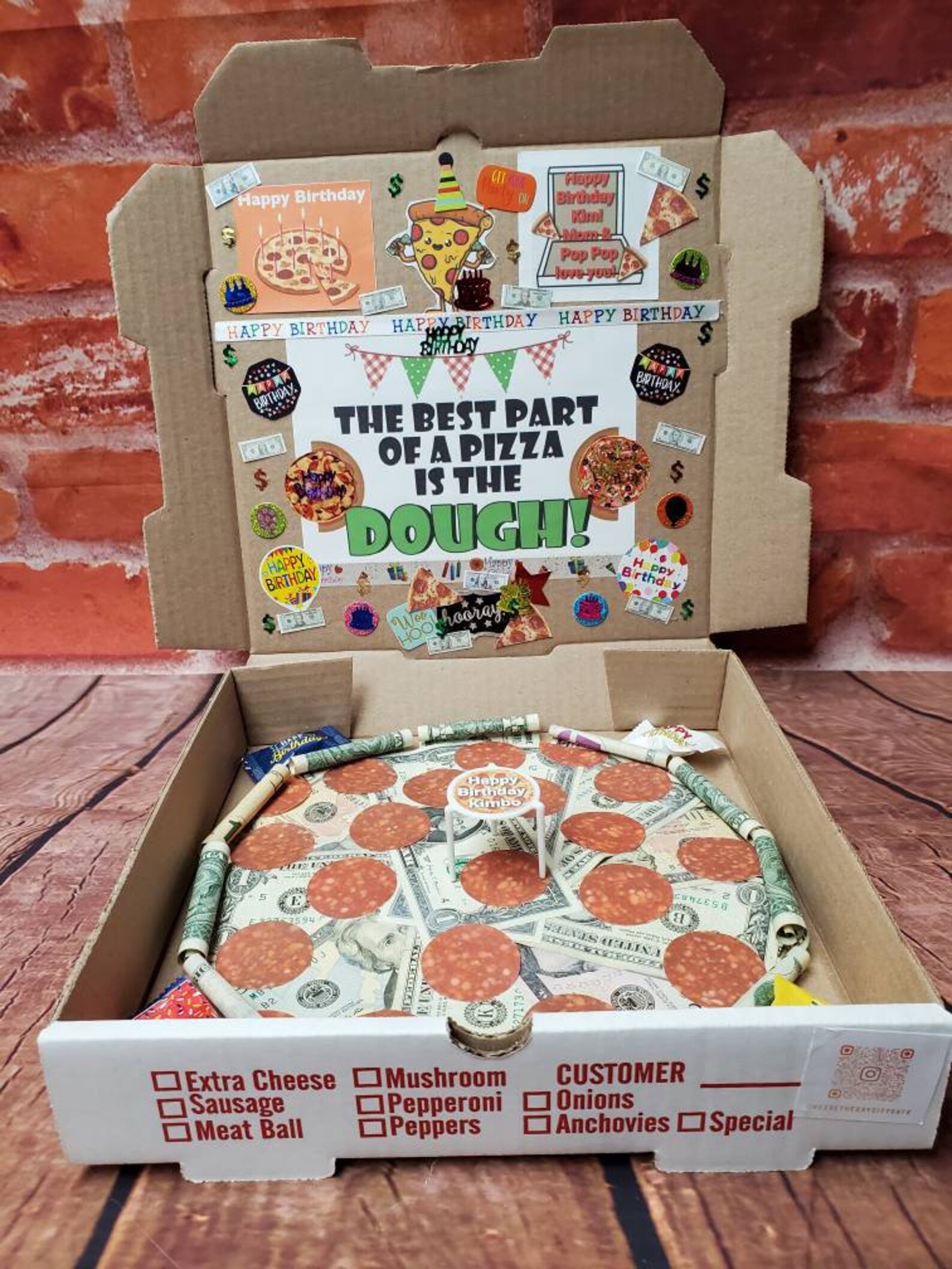 Happy Birthday Pizza Gift Box Made With REAL SPENDABLE CASH Etsy UK