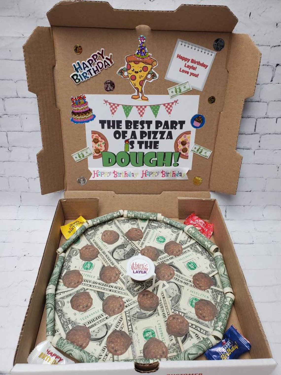 Pizza Gift Box made with REAL SPENDABLE CASH for any occasion. Etsy