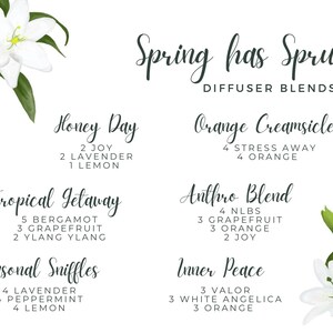 Frühlings-Diffusor-Rezeptkarte | Springtime Diffuser Blends | Junges Wohnen | Frühlingsöl Download | Frühlings-Diffusor-Mischung Postkarte