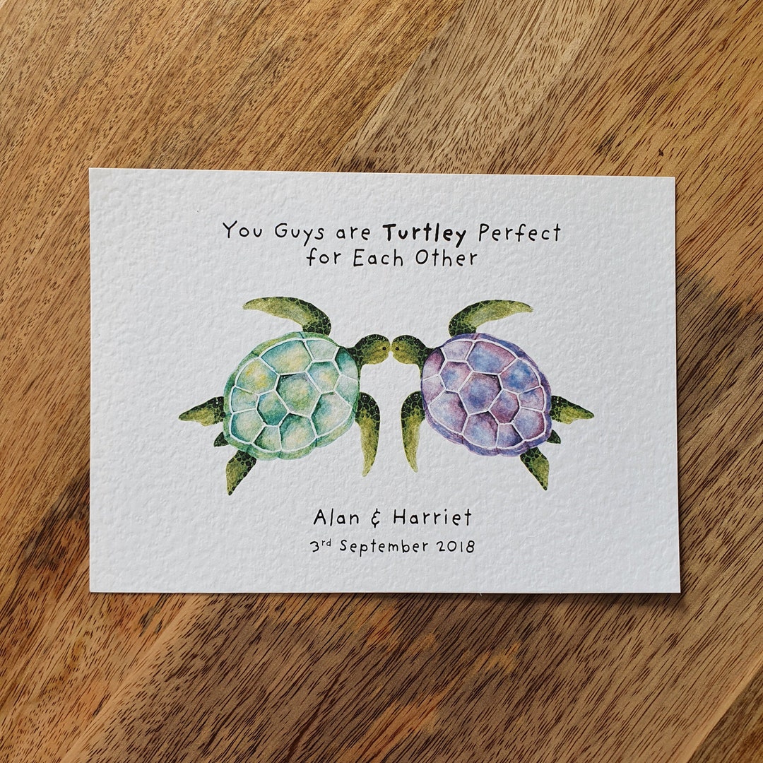 Married Turtle Turtle Couple Watercolor Anniversary Print | Mr&mrs Wedding Gift - Etsy