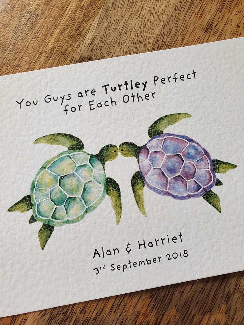 Married Turtle Turtle Couple Watercolor Anniversary Print | Mr&mrs Wedding Gift - Etsy