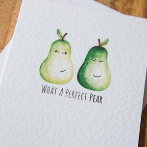 What A Perfect Pear Watercolor Greetings Card Wedding Anniversary Engagement Valentines Cute Card Gift Card Couple Fruit image 2