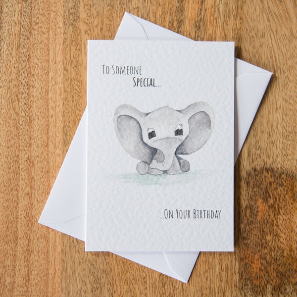 Birthday Card | Someone Special | Birthday | Elephant | Watercolor Card | Original Art | Gift Card | Greetings Card | Card