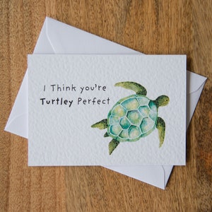 Ich denke, du bist Turtley Perfect | Aquarell Grußkarte | Jahrestag | Freund | Freundin | Paar | Partner | Karte