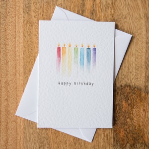 Joyeux anniversaire | carte d'anniversaire | Carte | Bougies | Anniversaire | carte postale pour lui | carte pour elle | Arc-en-ciel | Carte d'anniversaire arc-en-ciel