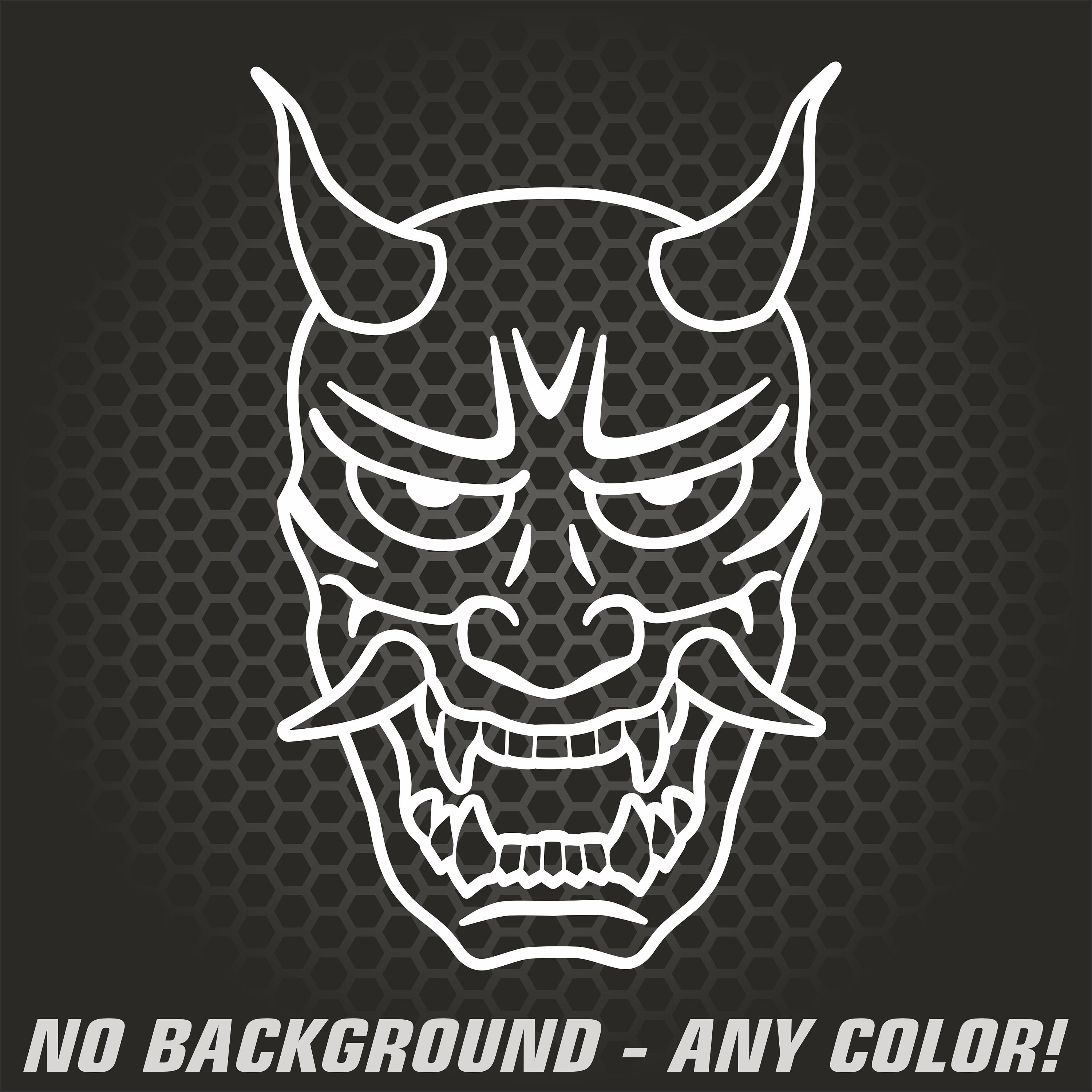 Hannya Mask Outline Vinyl Sticker Oni Demon JDM Skull -
