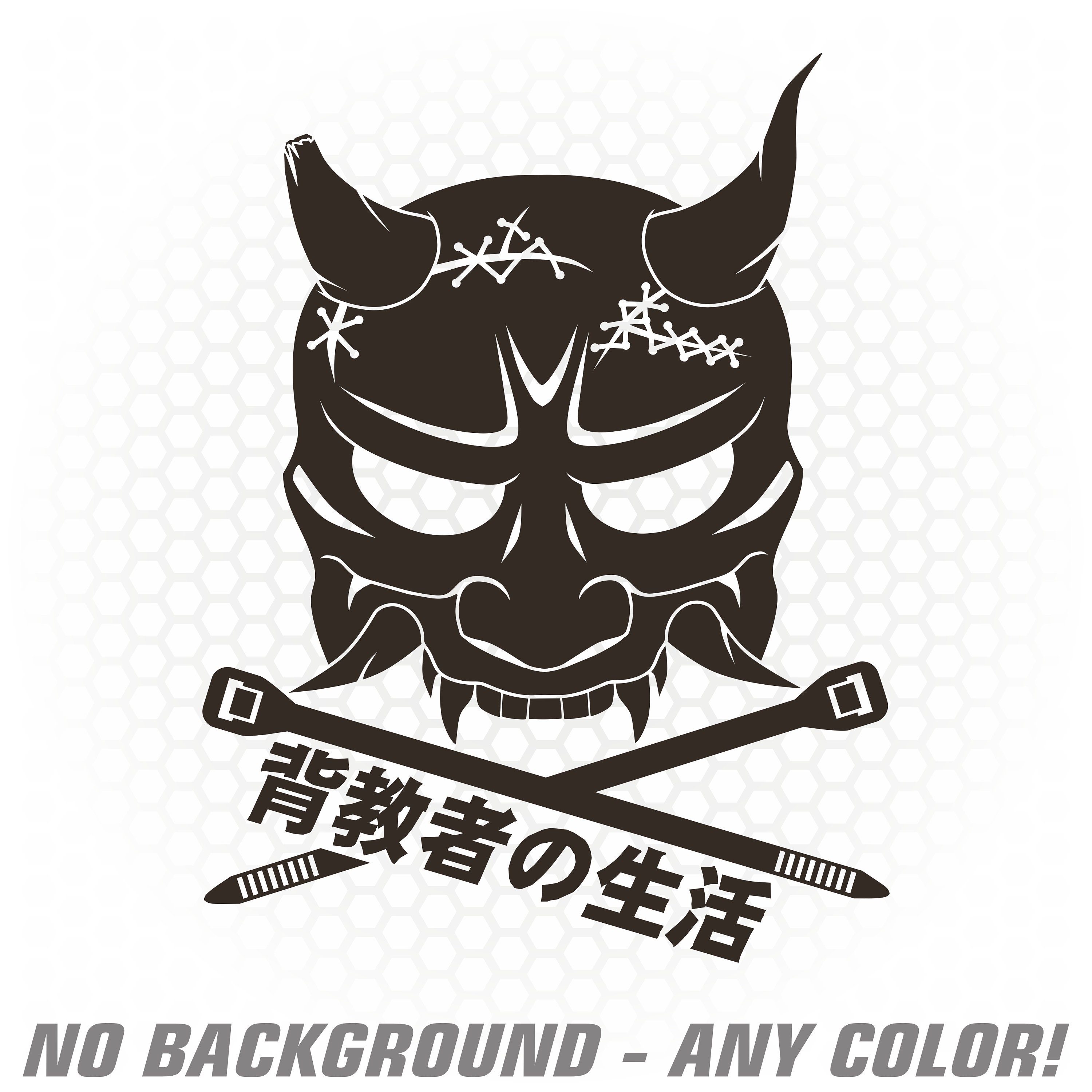 Renegade Hannya Mask Vinyl Decal Sticker JDM Oni Demon Skull 