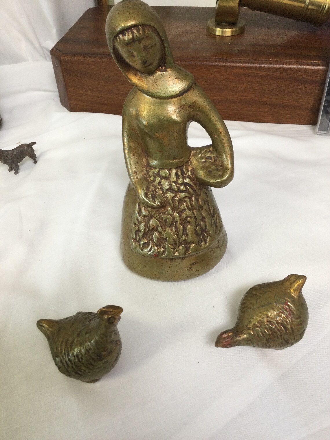 Howard Pierce Pottery Girl feeding chickens Etsy