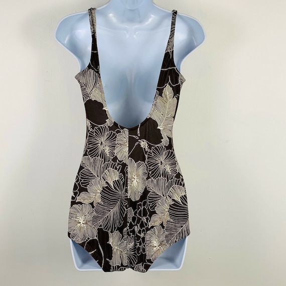 Vintage Womens Bathing Suit Size Small Brown Flor… - image 6