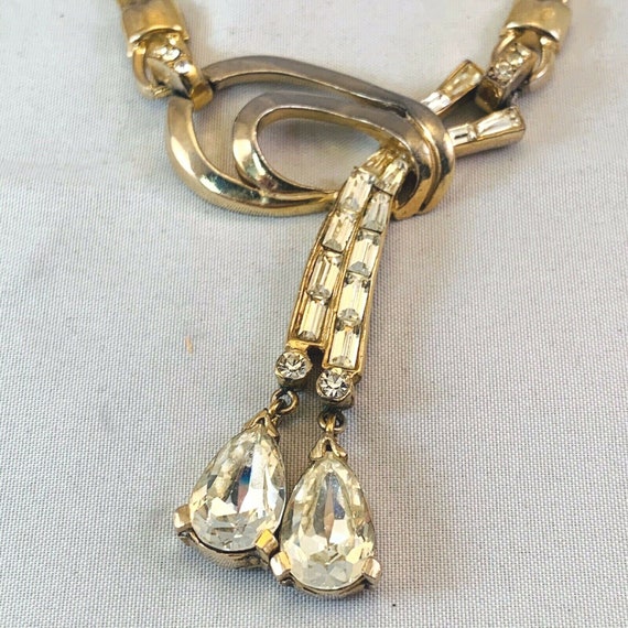 Vintage Trifari Gold Tone and Rhinestone Statemen… - image 3