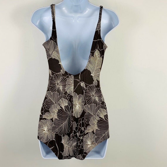 Vintage Womens Bathing Suit Size Small Brown Flor… - image 4