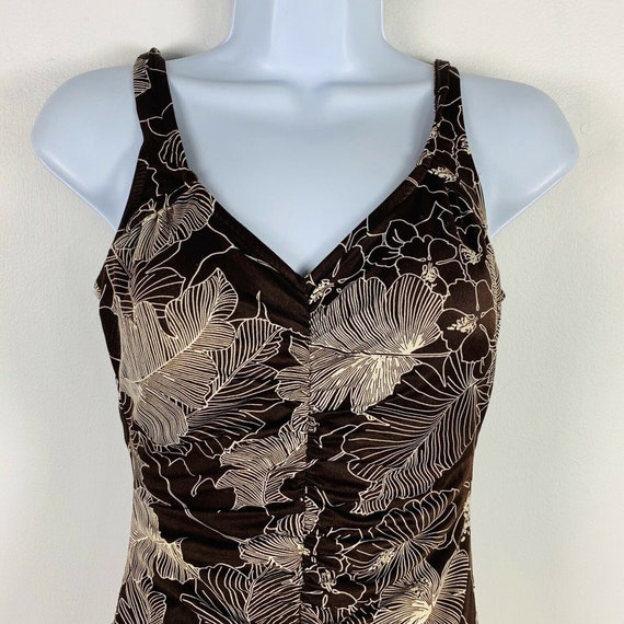 Vintage Womens Bathing Suit Size Small Brown Flor… - image 7