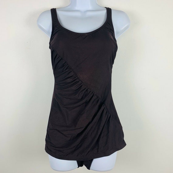 Vintage Womens Bathing Suit S/M Brown One Piece Ru
