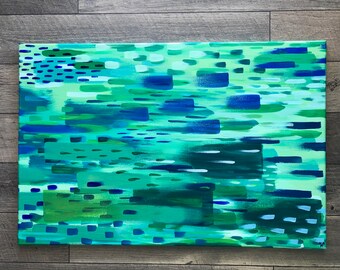 Fish In Traffic No. 2: Abstract Nautical Acrylic Painting (24x36x0.5”)