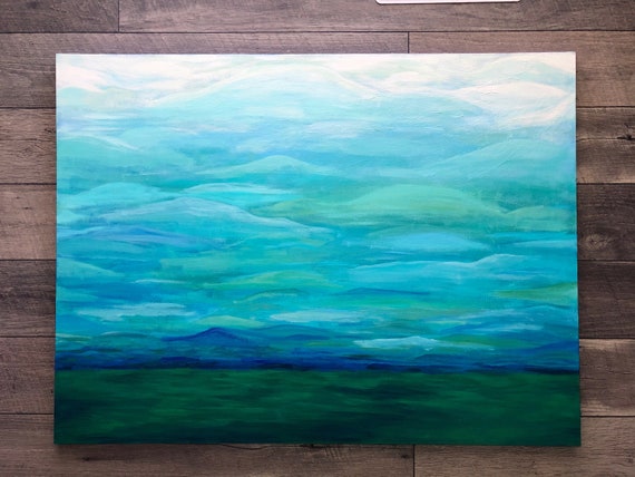 Misty Mountains, Mountain Painting, Original Artwork, Abstract Painting, Tranquil Landscape