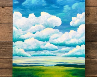 Spring Season No. 2, Original Art, Spring Painting, Country Landscape, Farmhouse Decor