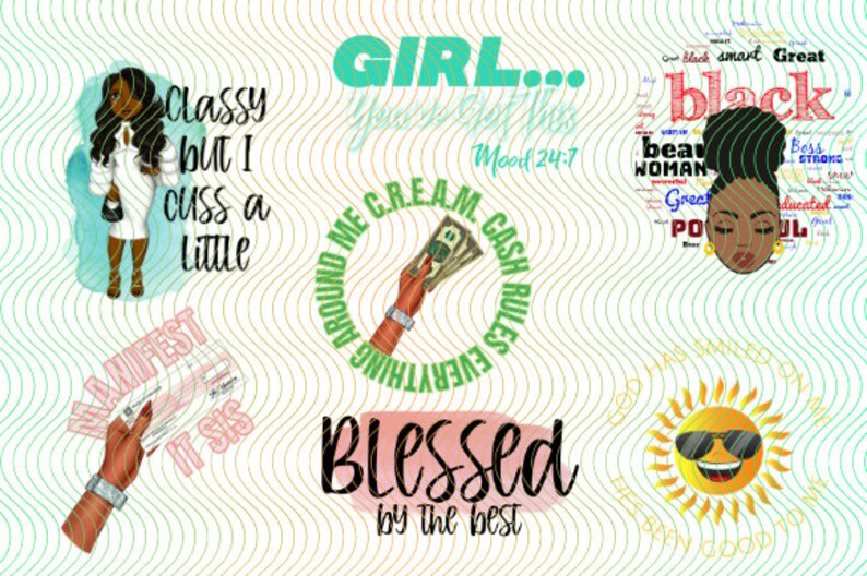 African American woman bundle, 30 PNGs, Sublimation graphic designs. image 5