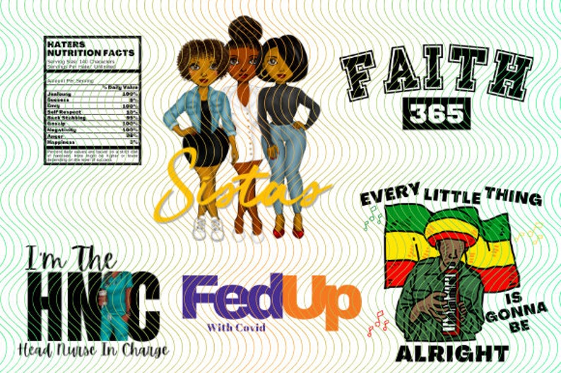 African American woman bundle, 30 PNGs, Sublimation graphic designs. image 4