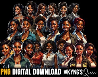 We 3 Friends Clipart, Black Girls Clipart, Fashion Girls Clipart Bundle, Curvy Girl Clipart, Natural Hair Clipart, Afro Girls Clipart