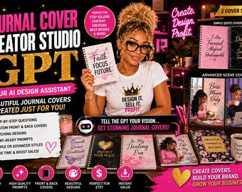 Journal Cover Creator Studio GPT, generador de sugerencias para portadas de revistas con IA, asistente de diseño de portadas (frontal y trasera), herramienta de productos digitales KDP Etsy