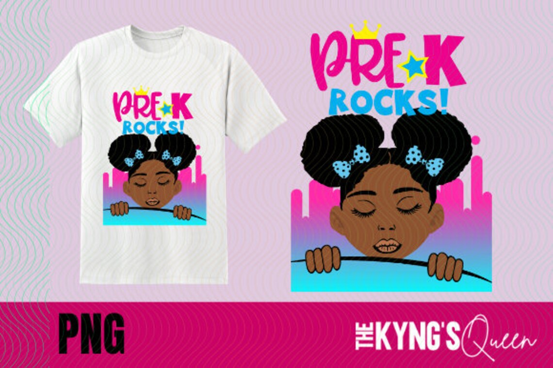 Pre K Rocks Preschool Png Little Black Girl Afro Puffs - Etsy