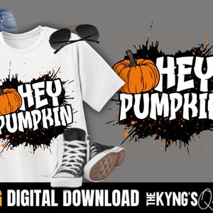 Hey Pumpkin PNG, Clipart for Fall, Thanksgiving, Graffiti Paint Splatter con Black & Orange,
