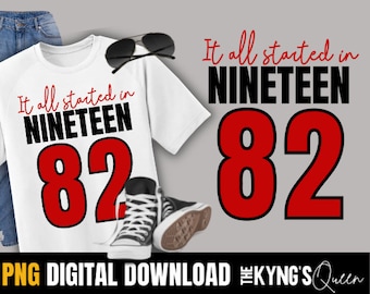 1982 Verjaardag Multi Color png | 1982 Verjaardag Shirt PNG | Vintage Retro Design | Happy Birthday Digitaal Bestand | Limited Edition 1982 png