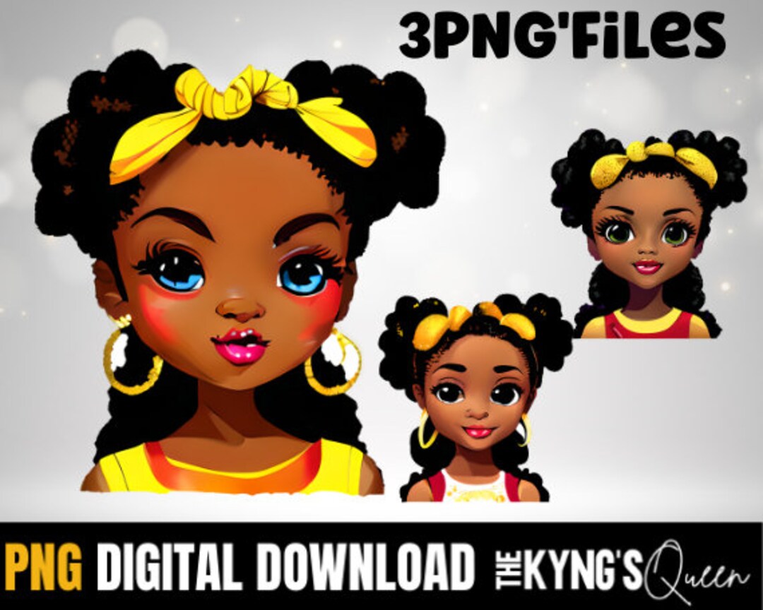 Afro Puff Black Little Girl PNG Black Girl Clipart Bundle - Etsy Ireland