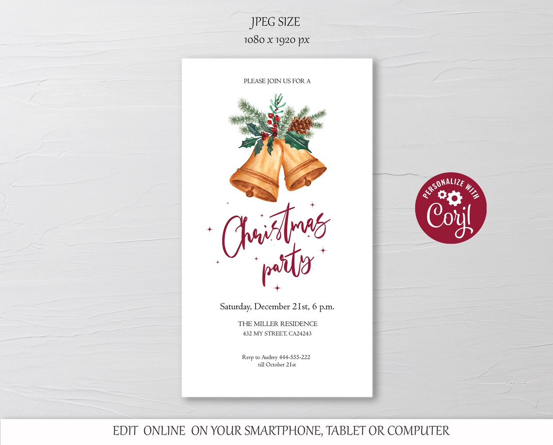 Jingle Bells Christmas Evite Template Electronic Christmas Party ...