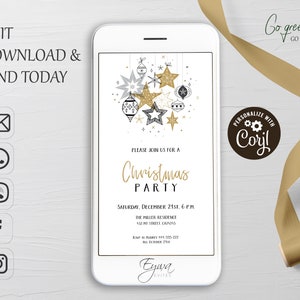 Christmas Party Evite Template Electronic Hand Drawn Ornaments - Etsy