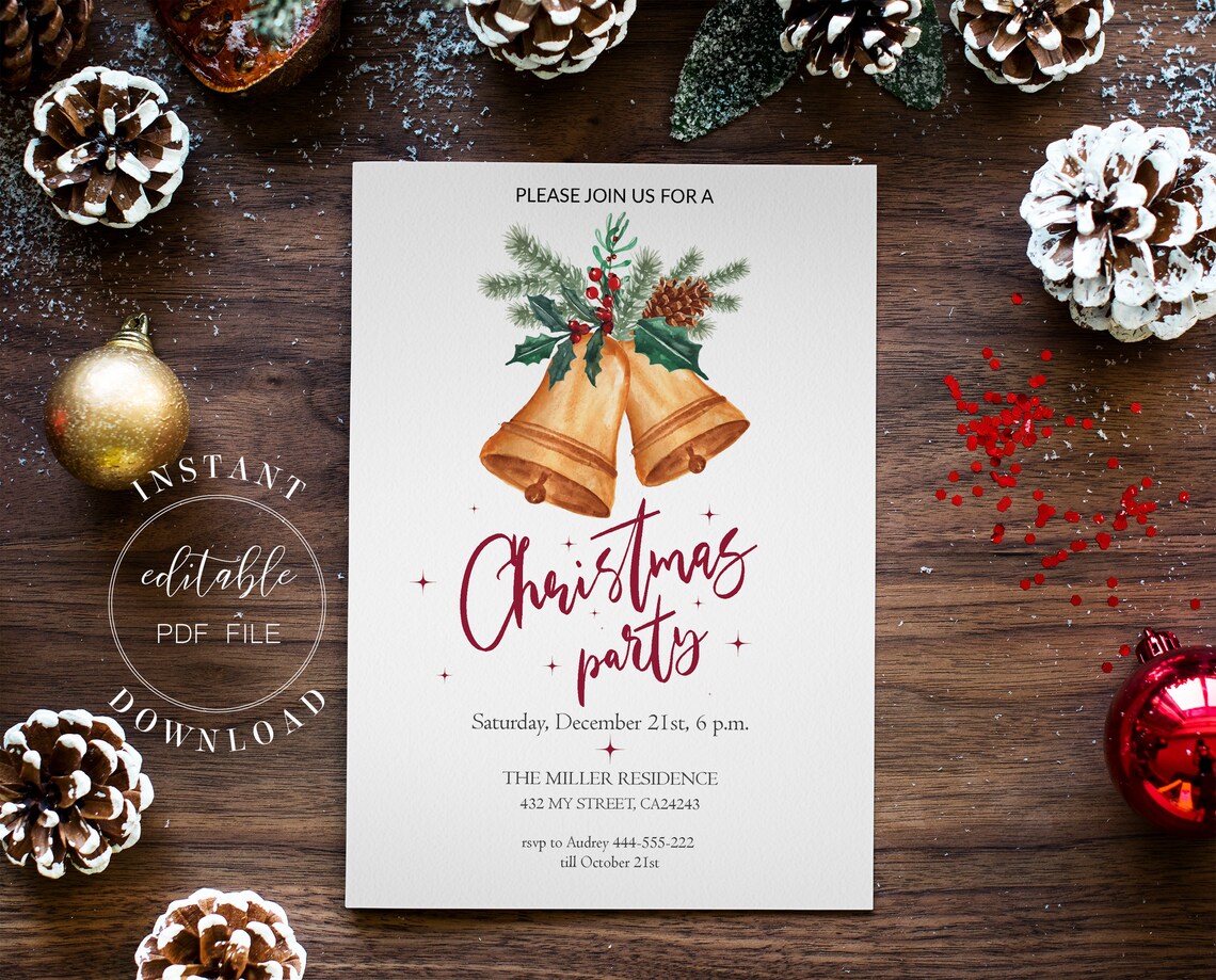Jingle Bells Christmas Evite Template Electronic Christmas Party ...