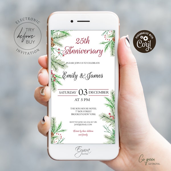 Christmas Party Anniversary Invitations Etsy
