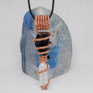 Elite Noble Shungite & Clear Quartz Copper Spiral 1x full Lost Cubit Double Pendant