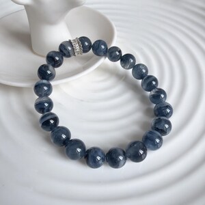 High Quality Geniune 9mm Blue Thousand Layers Rabbit Hair Quartz Round beaded bracelet; Rare Find; Luck; Calming; Rare find; Fashion