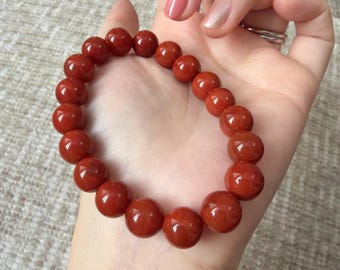 本物のビルマ産翡翠ブレスレット：グレードA天然翡翠ビーズ