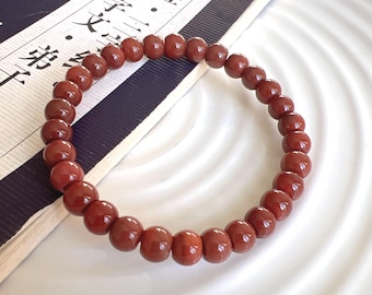 Braccialetto di perline di agata rossa del sud (Nanhong) di alta qualità, autentico, grado AAA, da 7 mm; braccialetto portafortuna; guarigione