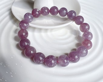 High Quality Genuine 11mm Light Purple Emerald Round Beaded Bracelet; Friendship; Love