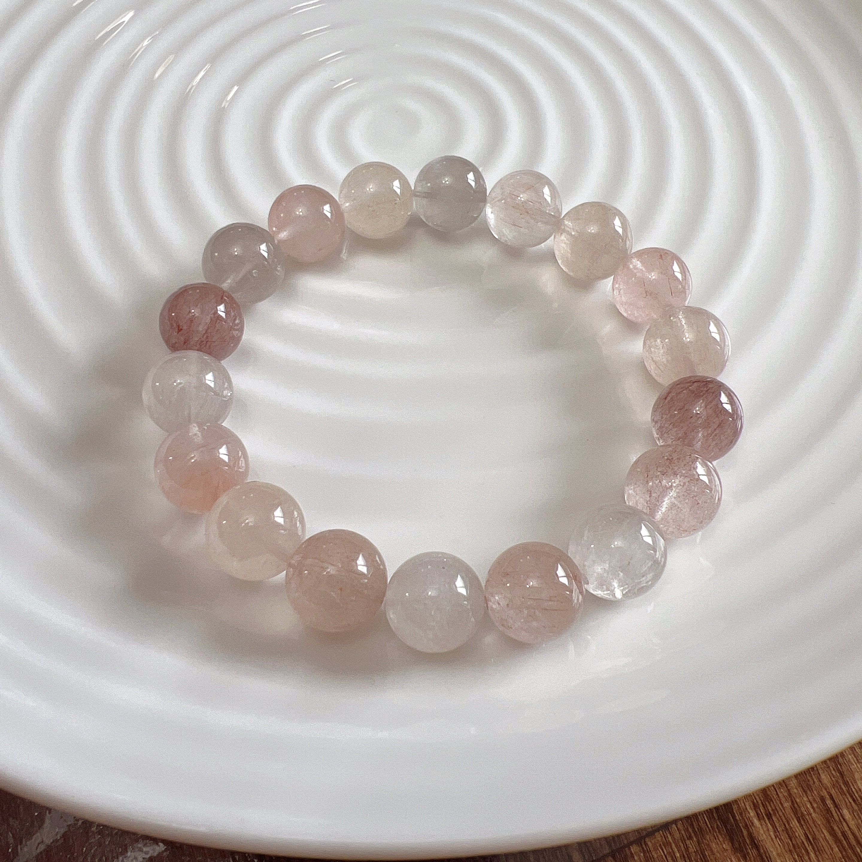 Pink Rutilated Quartz High Quality 11mm Rare Light Pink Rabbit Hair Quartz; Pink Rutilated ...