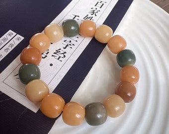 Bracciale di alta qualità con perline di radice di Bodhi multicolore naturale stagionato da 14 mm Myanmar di alta qualità da 8 anni; Mala prega perline; Guarigione; Yoga