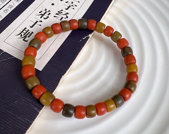 Braccialetto di perline in agata rossa del sud del SiChuan (Nanhong) naturale di alta qualità da 7 mm; agata rossa del sud patinata; braccialetto portafortuna; guarigione