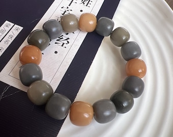 Braccialetto di perline di radice di Bodhi multicolore invecchiato naturale Myanmar da 13 mm di alta qualità da 8 anni; perline di preghiera Mala; guarigione; yoga