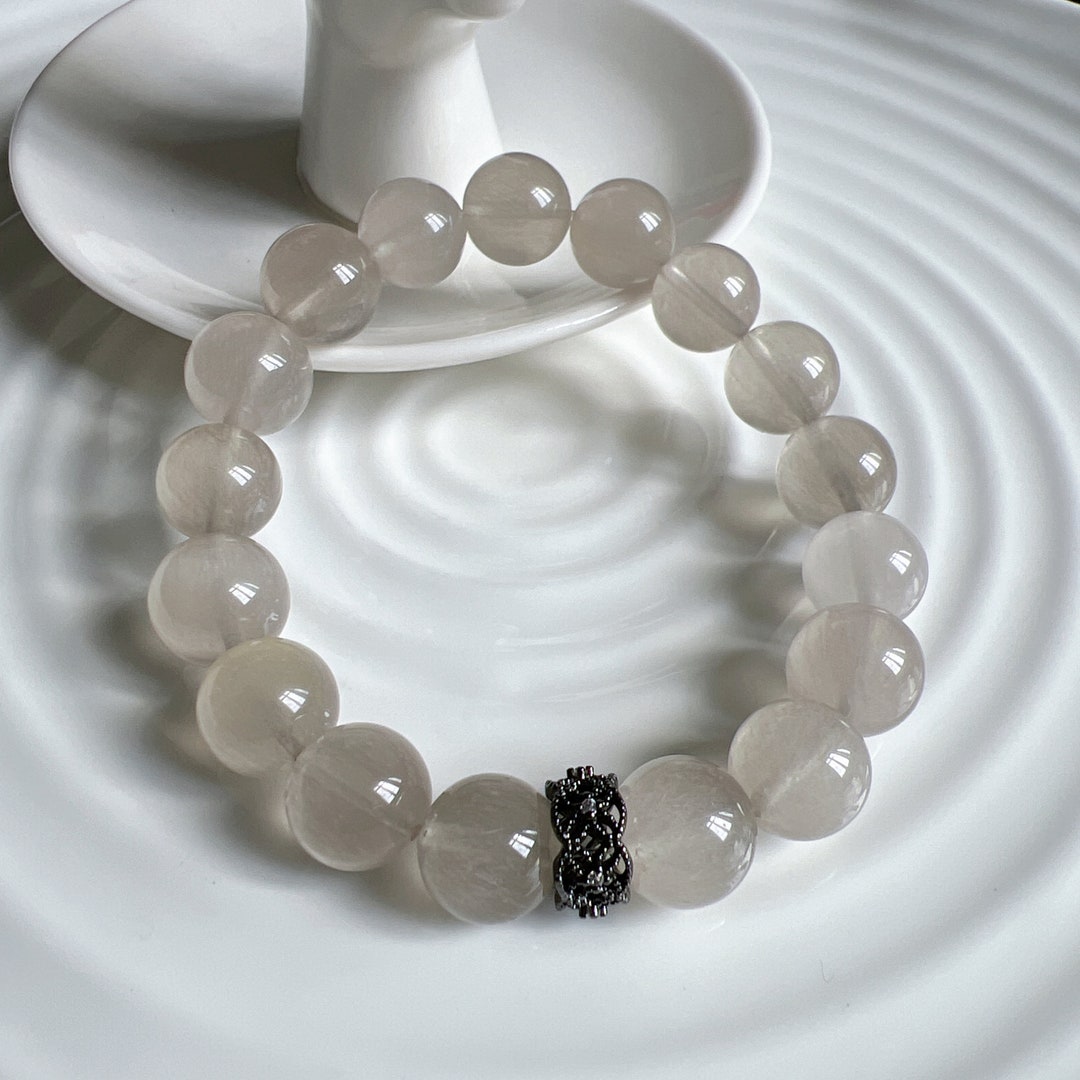 High Quality 11mm Rare Icy White/grey Rabbit Hair Quartz; White Hair ...