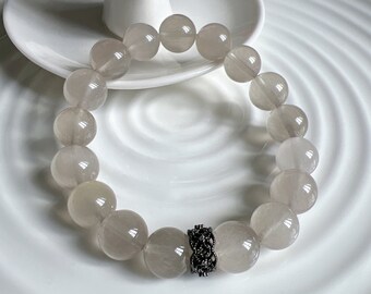 High Quality 11mm Rare Icy White/Grey Rabbit Hair Quartz; White Hair Rutilated Quartz; Fashion design; best gift for ladies/girl