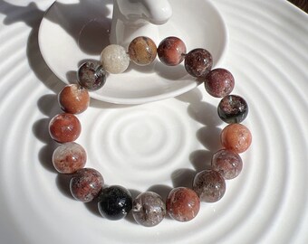 Bracciale con perline di cristallo fantasma naturale di quattro stagioni di alta qualità da 12 mm; Perle rotonde di potere; Quarzo fantasma multicolore; Fashion design;