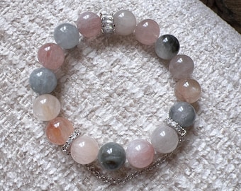 Quarzo rutilato/quarzo con pelo di coniglio colorato naturale di alta qualità da 12+ mm con design alla moda; Amore; Fortuna; Amicizia; il regalo migliore per tutti